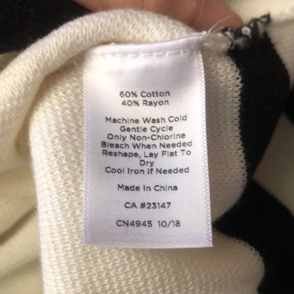 Talbots Classic White Sweater with Black Trim | Nautical Style | 3/4 Sleeve - Picture 6 of 8